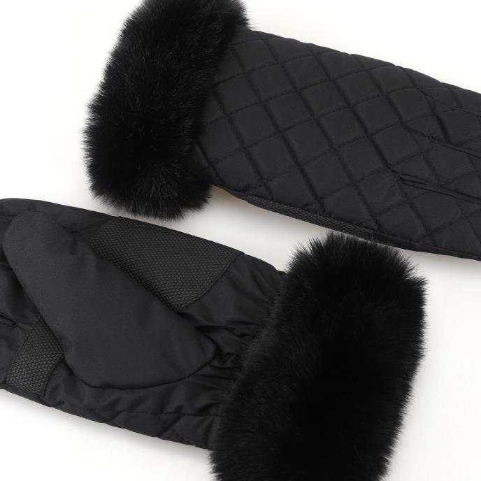 Isotoner® Ladies SmarTouch™ Water Repellent Padded Gloves With Fur Cuff Black Extra Image 4